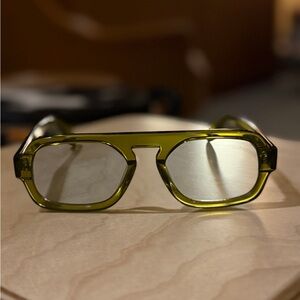 Elisa Johnson New Mini Jane Sunglasses Green with Blue tint. Aviator